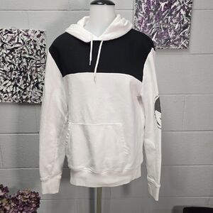 Michael Kors Black and White Colorblock Hooded Sweatshirt